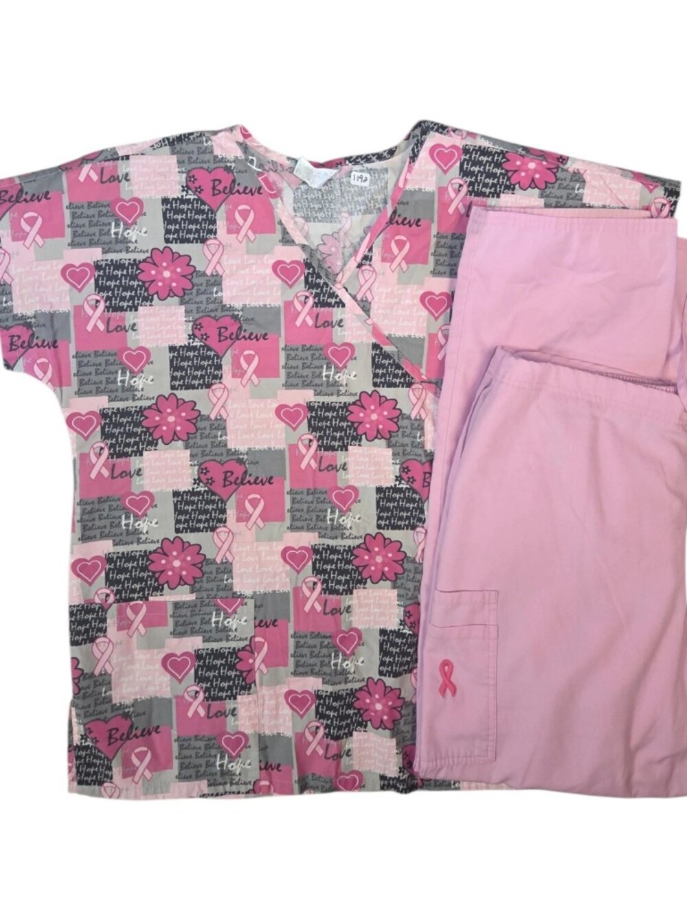 Pink Ribbon Scrub Set
